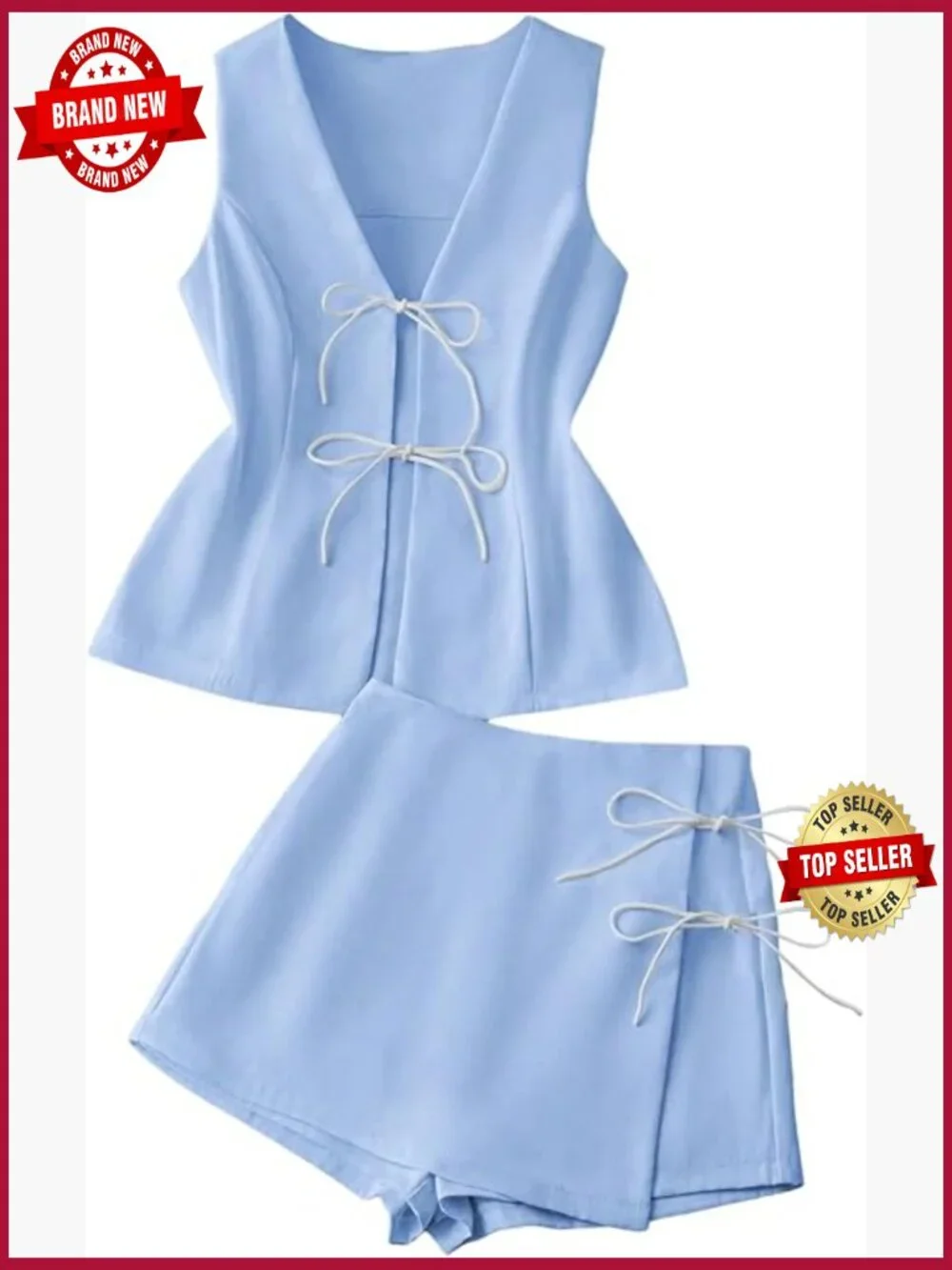 Women's Sleeveless Lace Up Vest and Skort Matching Set